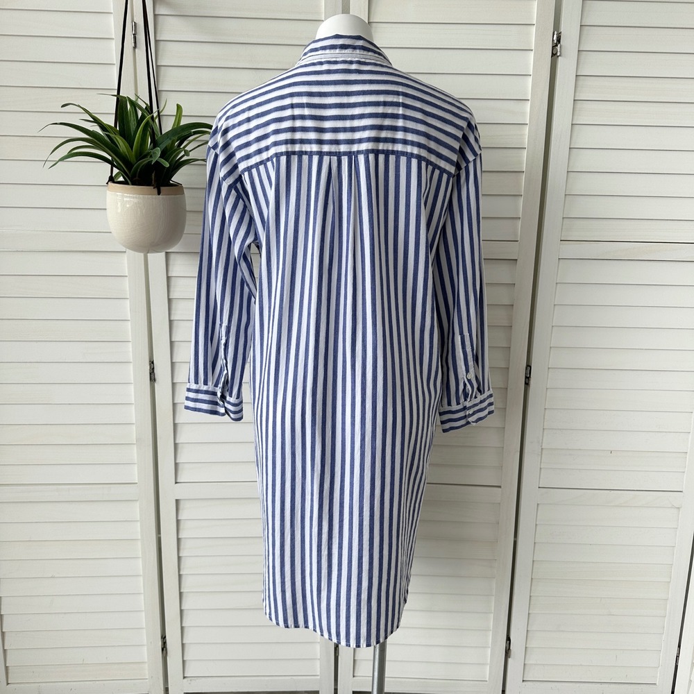 Velvet by Graham & Spencer Striped Shirt Dress Blue White‎ Cotton Size M - Picture 5 of 10